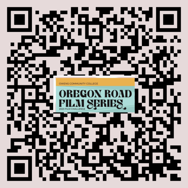 QR code to register online for the Owens Community College Oregon Road Film Series - Film Challenge