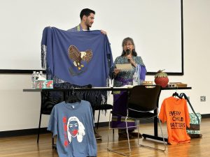 Jake Skaggs and Mary Jane Bryant presenting on Indigenous Peoples' Day last year.