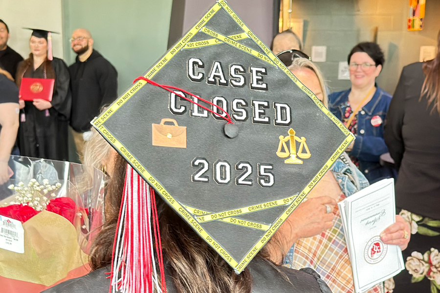 Jade Rose cap shows the creative style of a Criminal Justice Transfer Pathway graduate.