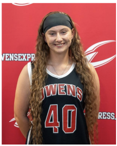 Annie Crisp, 3 sport Owens Athlete, in her basketball uniform.