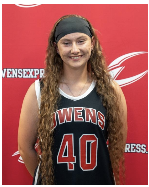 Annie Crisp, 3 sport Owens Athlete, in her basketball uniform.