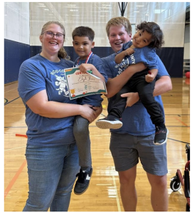 Pictured is Griffith and next to her is her co-worker, Connor. This event was the celebration of children who finished the Young Youth Athletes program that Griffith had planned.